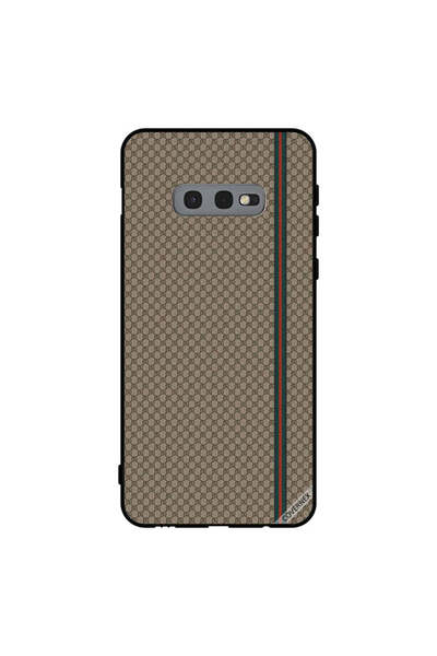 Covernex غطاء حماية لهاتف سامسونج جالاكسي S10e بخطوط حمراء وخضراء على نمط بني