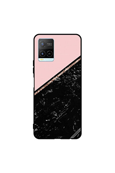 Covernex غطاء حماية لهاتف فيفو Y32 - أسود رخامي وشريط ذهبي