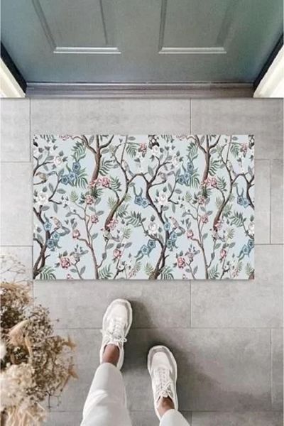 Home Digital Birds on the Branch Blue Door Mat Outdoor Mat K-3052