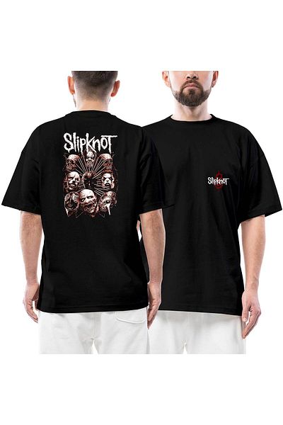 Z zepplin Μπλουζάκι Slipknot Head μπροστά πίσω με στάμπα μαύρο oversize