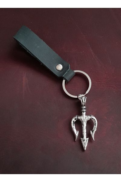 BSN Store Trident 3-Piece Spear Symbol Keychain Hand Made Real Leather Keychain