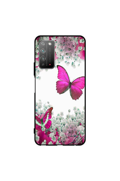 Covernex غطاء حماية لهاتف Honor X10 5G - لون وردي غامق - فراشات وزهور بيضاء