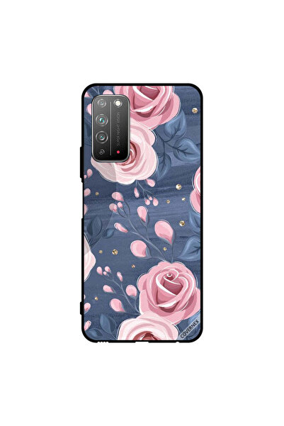 Covernex غطاء حماية لهاتف Honor X10 5G بنقشة ورود وردية وأوراق رمادية داكنة