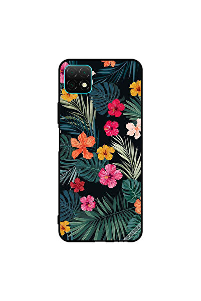 Covernex غطاء حماية لهاتف هواوي نوفا Y60 - زهور متعددة الألوان وريش أخضر داكن