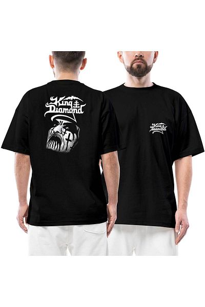 Z zepplin King Diamond Silhouette Front Back Printed Black Oversize T-Shirt