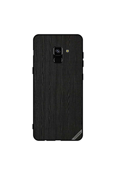 Covernex غطاء حماية لهاتف سامسونج جالاكسي A8+ (2018) بنمط خشبي أسود