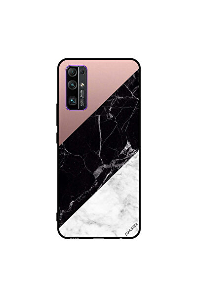 Covernex غطاء حماية لهاتف Honor 30، أبيض، أسود، سطح رخامي، بنمط عادي