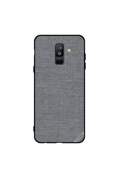 Covernex غطاء حماية لهاتف سامسونج جالاكسي A6+ (2018) بنمط قماش رمادي
