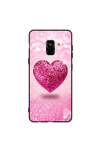 Covernex غطاء حماية لهاتف سامسونج جالاكسي A8+ (2018) قلب وردي لامع