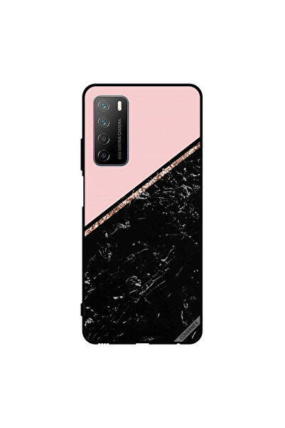 Covernex غطاء حماية لهاتف Honor Play 4 - أسود رخامي وشريط ذهبي