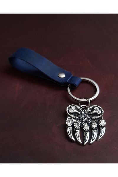 BSN Store Bear Claw Symbol Keychain Hand Made Real Leather Keychain