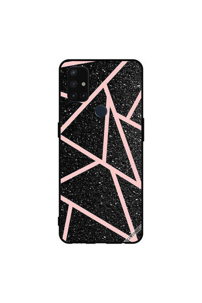 Covernex غطاء حماية لهاتف Oneplus Nord N10 5G أسود لامع بنقشة مسارات وردية فاتحة