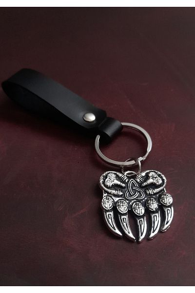 BSN Store Bear Claw Symbol Keychain Hand Made Real Leather Keychain