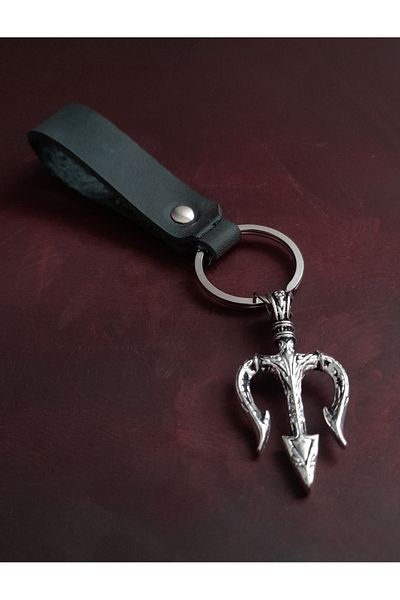 BSN Store Trident 3-Piece Spear Symbol Keychain Hand Made Real Leather Keychain