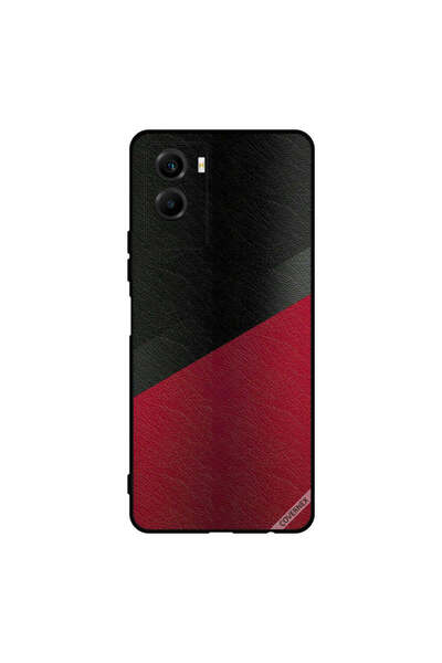 Covernex غطاء حماية لهاتف Vivo Y55s 5G بنمط جلدي أسود وأحمر