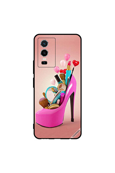 Covernex غطاء حماية لهاتف فيفو Y76 5G حذاء وردي مع أدوات مكياج