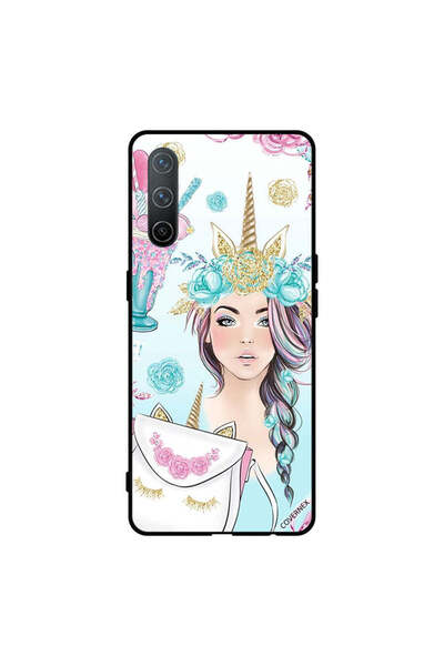 Covernex غطاء حماية لهاتف Oneplus Nord CE 5G رموش على الحقيبة وفتاة وحيد القرن