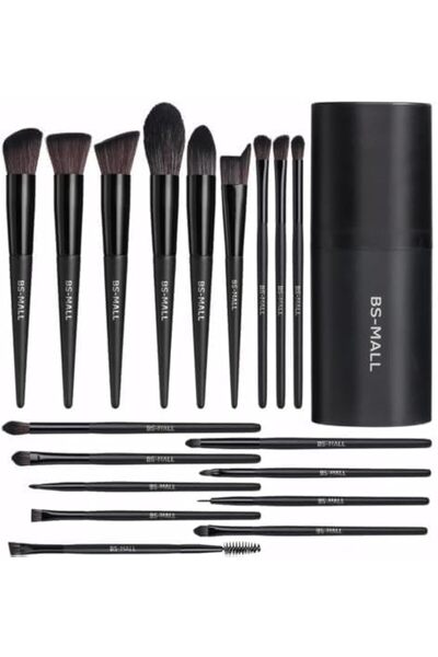 BS Mall مجموعة فرش مكياج BS-MALL، 18 قطعة، بودرة أساس صناعية فاخرة، خافي عيوب، ظلال عيون، أسود