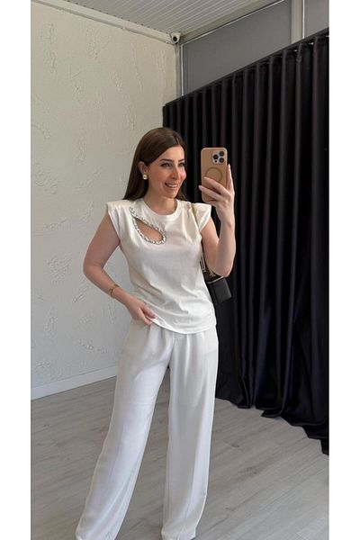 DUSOHOME Tricou de marcă căptușit cu detalii Drop Stone