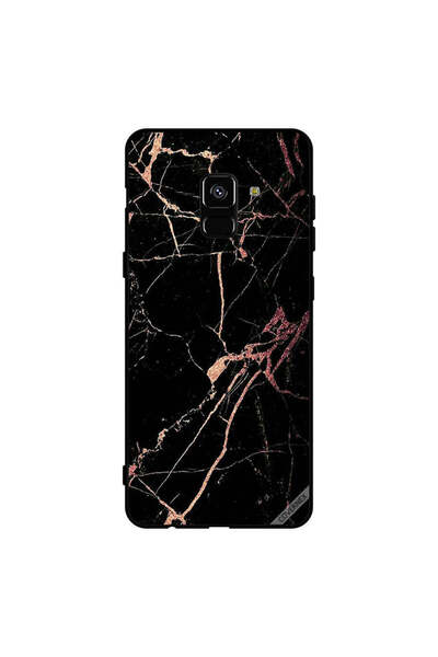 Covernex غطاء حماية لهاتف سامسونج جالاكسي A8+ (2018) بنمط رخامي أسود