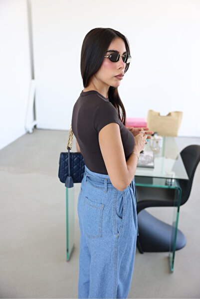 Özge Özgenç Fitilli Basic Crop Tshirt