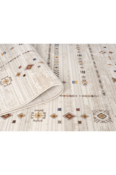 Moqa A Different Carpet Anadolu 4005 Kemik Otantik Desenli Halı - Antialerjik, Pamuk Taban, 6 mm Hav Yüksekliği