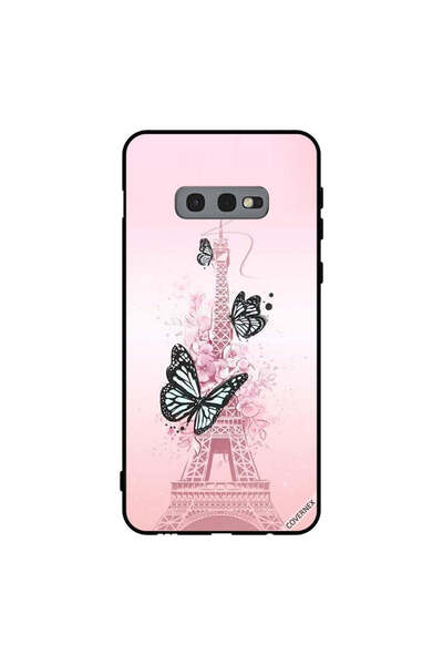 Covernex غطاء حماية لهاتف سامسونج جالاكسي S10e برسومات فراشات سوداء على برج إ...