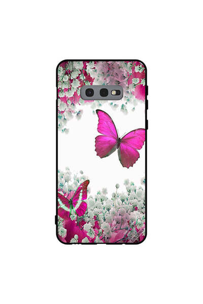Covernex غطاء حماية لهاتف سامسونج جالاكسي S10e بتصميم فراشة وردية داكنة وزهور...