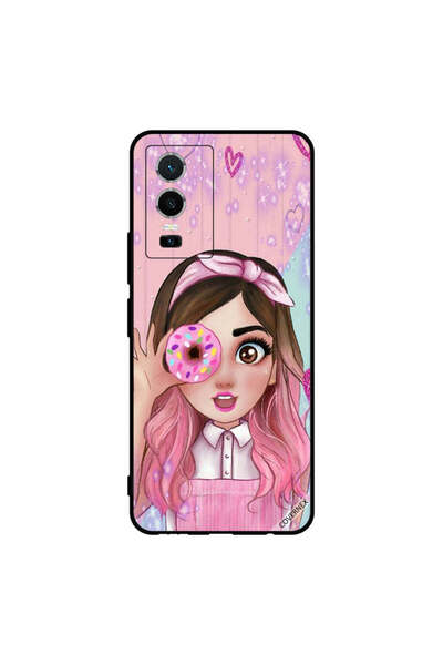 Covernex غطاء حماية لهاتف فيفو Y76 5G فتاة صغيرة لطيفة تحمل دونات