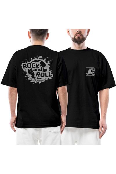 Z zepplin Μπλουζάκι Rock And Roll μπροστινό πίσω εμπριμέ μαύρο oversize