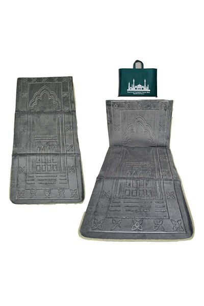 Yuwell 1 Piece Foldable Prayer Mat Back Support Carrying Bag Prayer Rug Anti-Slip 110X55CM Grey