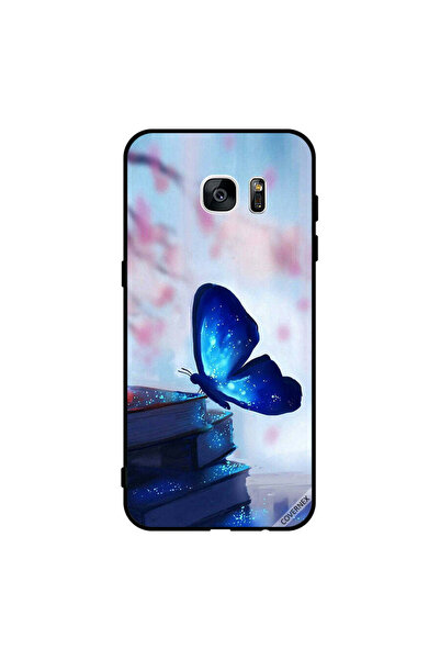 Covernex غطاء حماية لهاتف سامسونج جالاكسي إس 7 إيدج - فراشة زرقاء داكنة على ا...
