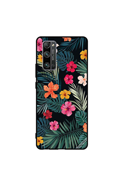 Covernex غطاء حماية لهاتف Honor 30 Pro+ بنقشة زهور متعددة الألوان وريش أخضر داكن