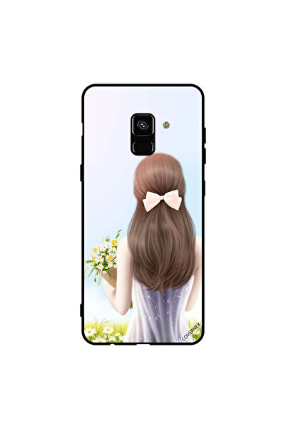 Covernex غطاء حماية لهاتف سامسونج جالاكسي A8+ (2018) فتاة جميلة تحمل الزهور
