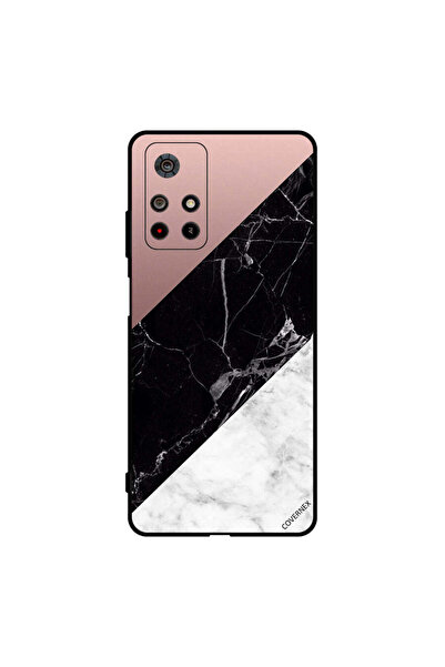 Covernex غطاء حماية لهاتف Poco M4 Pro باللون الأبيض والأسود مع سطح رخامي بنمط...