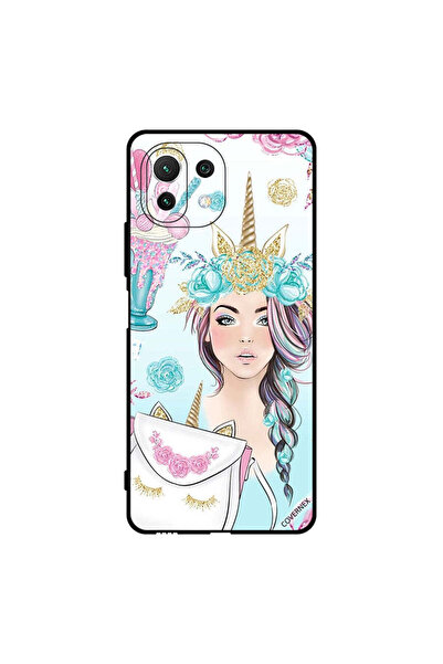 Covernex غطاء حماية لهاتف شاومي مي 11 لايت رموش على الحقيبة وفتاة يونيكورن