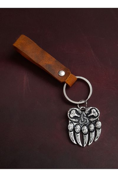 BSN Store Bear Claw Symbol Keychain Hand Made Real Leather Keychain