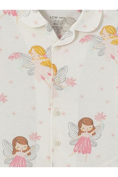 LC Waikiki Collar Printed Baby Girl Pajama Set