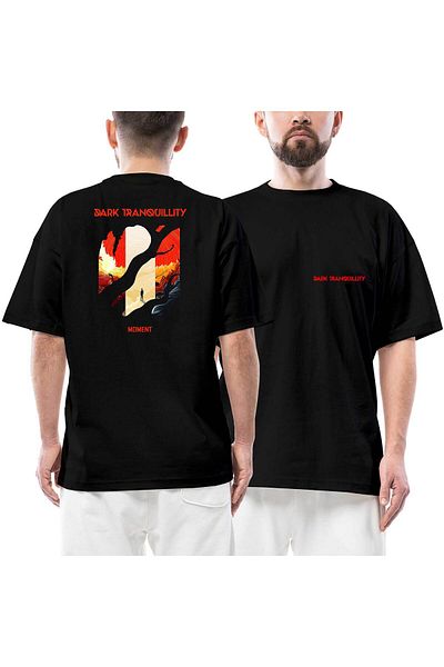 Z zepplin Dark Tranquillity Moment Front Back Printed Black Oversize T-Shirt