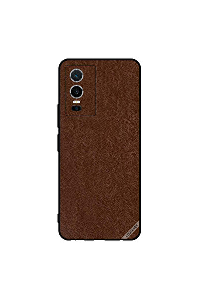 Covernex غطاء حماية لهاتف vivo Y76 5G بنمط جلدي بني داكن