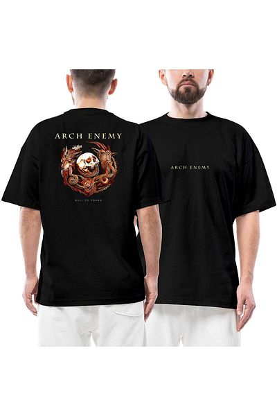 Z zepplin Μπλουζάκι Arch Enemy Will To Power Μπροστινό Πίσω Μαύρο Μπλουζάκι Oversize