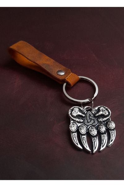 BSN Store Bear Claw Symbol Keychain Hand Made Real Leather Keychain