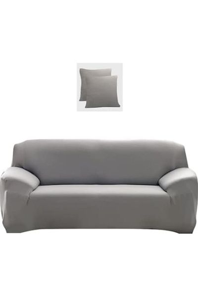 OEM Elastic Sofa Cover for 2 Seater with 2 Pillow Covers, Non-Slip, 140-180 cm, Gray