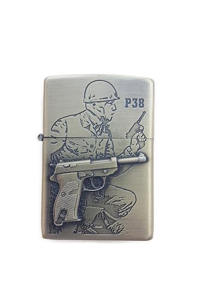 dalimag Bricheta cu Capac, 3D Relief, Metalica, Model Soldat Pistol P38 Jim 11x2025