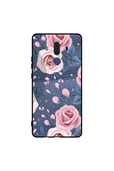 Covernex غطاء حماية لهاتف هواوي ميت 10 برو بنقشة ورود وردية وأوراق رمادية داكنة