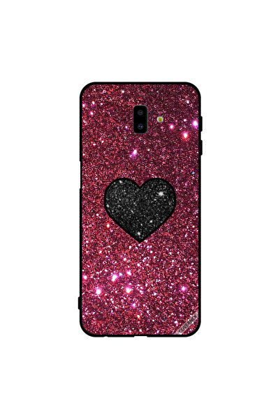 Covernex غطاء حماية لهاتف سامسونج جالاكسي J6+ قلب أسود مع بريق أحمر