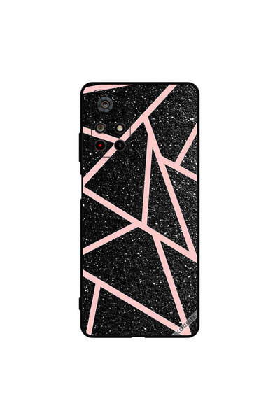 Covernex غطاء حماية لهاتف بوكو M4 برو - أسود لامع، بنقشة مسارات وردية فاتحة