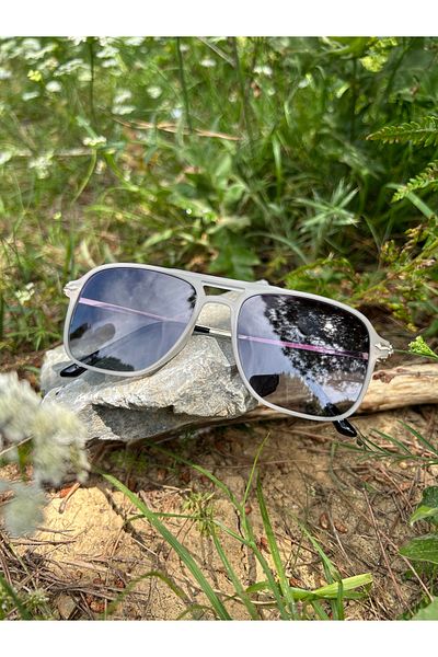 Ferrucci Transparent White Matte Framed Gold Gold Metal Detailed Police Model Unisex Sunglasses