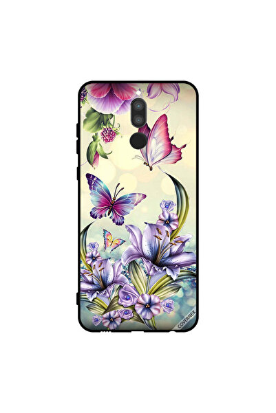 Covernex غطاء حماية لهاتف هواوي ميت 10 لايت بنقشة زهور أرجوانية وفراشات