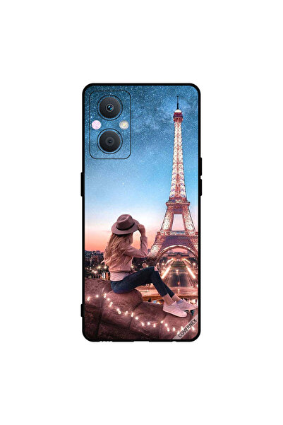 Covernex غطاء حماية لهاتف Oppo A96 - فتاة القبعة البنية وبرج إيفيل